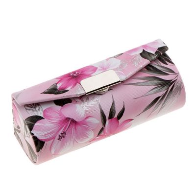 SGerste Leather Lipstick Case Holder With Mirror,Chinese Traditional Flower Design Makeup Jewelry Holder Box Lip Balm Carry Case Travel - Light Pink, as described