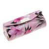 SGerste Leather Lipstick Case Holder With Mirror,Chinese Traditional Flower Design Makeup Jewelry Holder Box Lip Balm Carry Case Travel - Light Pink, as described view 1