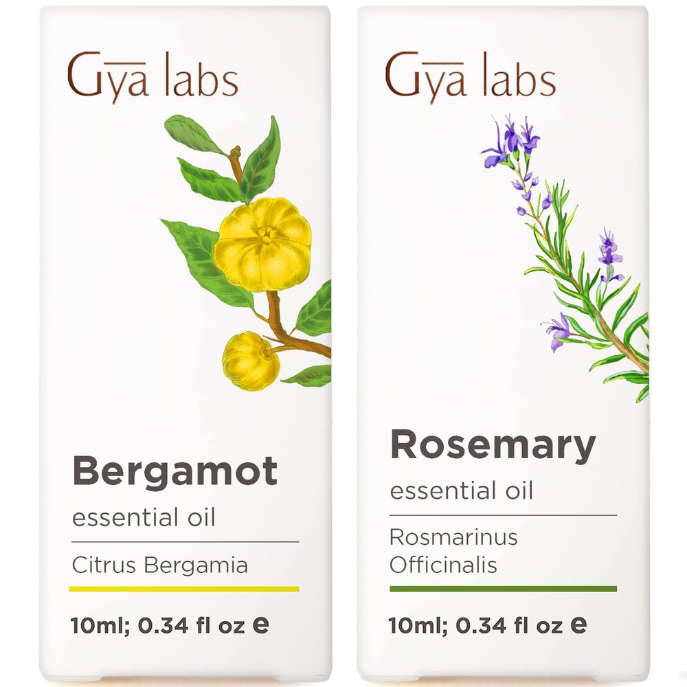 Bergamot & Rosemary Essential Oil Set - Aromatherapy Grade Essential Oils Set - 2x0.34 fl oz - Gya Labs