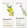 Bergamot & Rosemary Essential Oil Set - Aromatherapy Grade Essential Oils Set - 2x0.34 fl oz - Gya Labs view 1