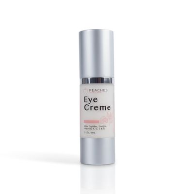 Peaches Skin Care Under Eye Cream  Targets Puffiness, Dark Circles, and Bags  Vegan Formula with Peptides, Co-Q10, Squalene, Vitamins, and Reishi  Eye Crme (1 oz)
