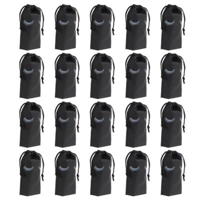 Beavorty 100pcs Portable Drawstring Makeup Bags for Travel Lightweight Toiletry Organizer Eyelash Design Cosmetic Pouch Black for Women and Men