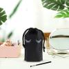 Beavorty 100pcs Portable Drawstring Makeup Bags for Travel Lightweight Toiletry Organizer Eyelash Design Cosmetic Pouch Black for Women and Men view 2