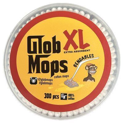 Glob Mops BENDABLE XL Cotton Swabs 6-Pack Bundle | Extra Absorbent | Eco-Friendly | 1800 Total Mops