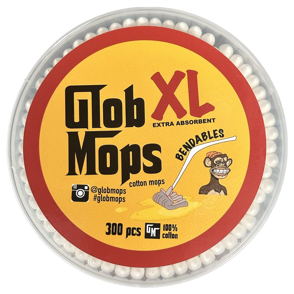 Glob Mops BENDABLE XL Cotton Swabs 6-Pack Bundle | Extra Absorbent | Eco-Friendly | 1800 Total Mops
