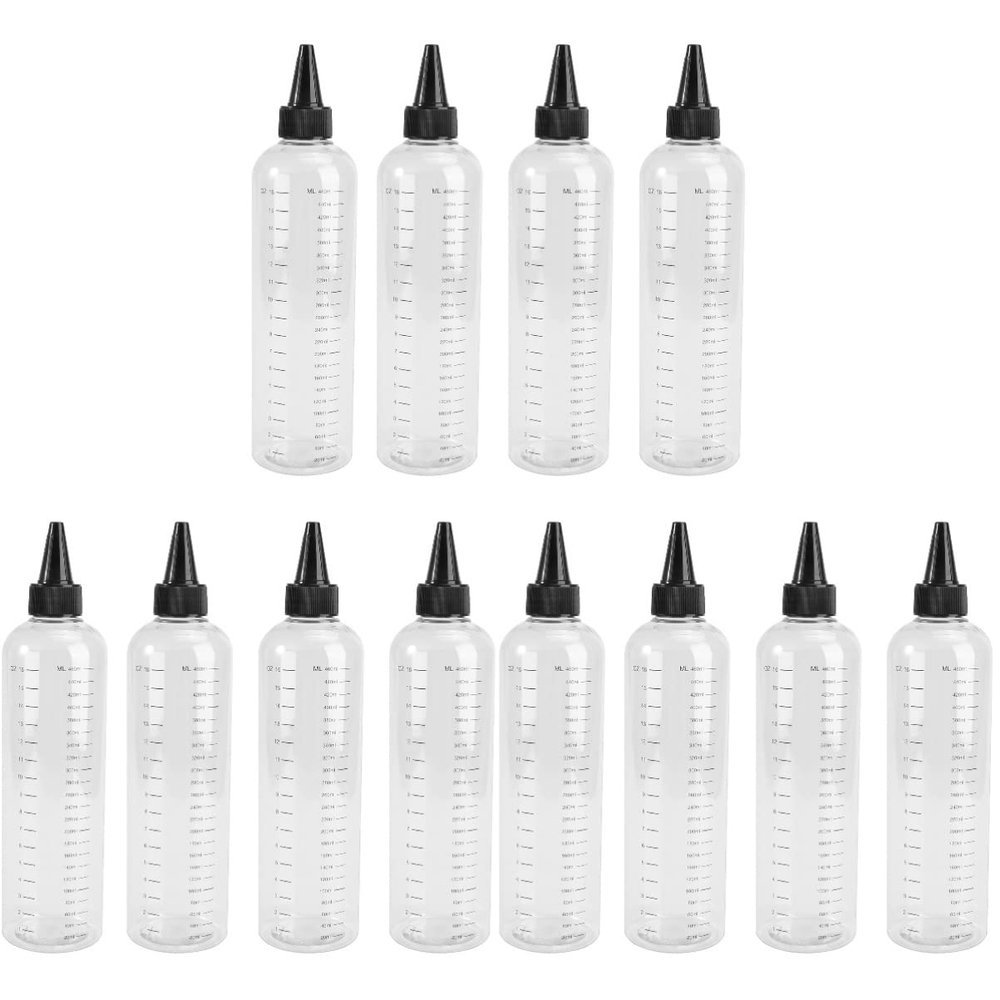 FOMIYES 3sets Hair Dye Applicator Bottle 500ml Plastic Sauce Squeeze Bottle 4pcs*3