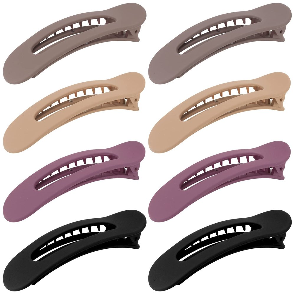 ACO-UINT 8 Pack Hair Accessories: Flat Claw Clips, Alligator Barrettes, Non-Slip French Clips, Duckbilled Hair Clips for Women's Hairstyling and Sectioning