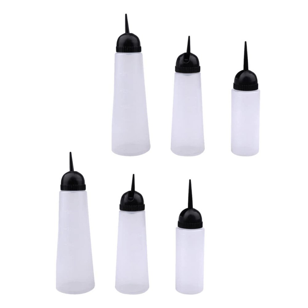 Beavorty 6pcs Hair Dye Applicator Bottles Graduated Scale for Hair Coloring Dry Cleaning Smooth Non-damaging Design