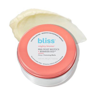 Bliss Mighty Biome Deep Cleansing Balm - 3.0 Oz - Dissovlves Waterproof Makeup & Impurities - Pre/Post Biotics + Barrier Aid - Antioxidants Balance Skin Barrier - Clean - Vegan