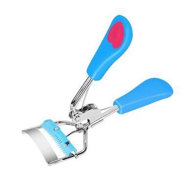 AKOAK 1 Pack Curl Eyelash Curler Stainless Steel Heart Handle Eyelashes Curling Clip Lashes Cosmetic Accessories Makeup Tools for Women (Blue+Rose red)