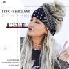 Acenail Boho Headbands Wide Head Bands Knotted Turban Headband Nonslip Elastic Hairbands Floral Hairband Workout Hair Scarfs Yoga Sweatbands Bohemian Head Wraps for Women 4Pcs (#4 Bohemian) view 3