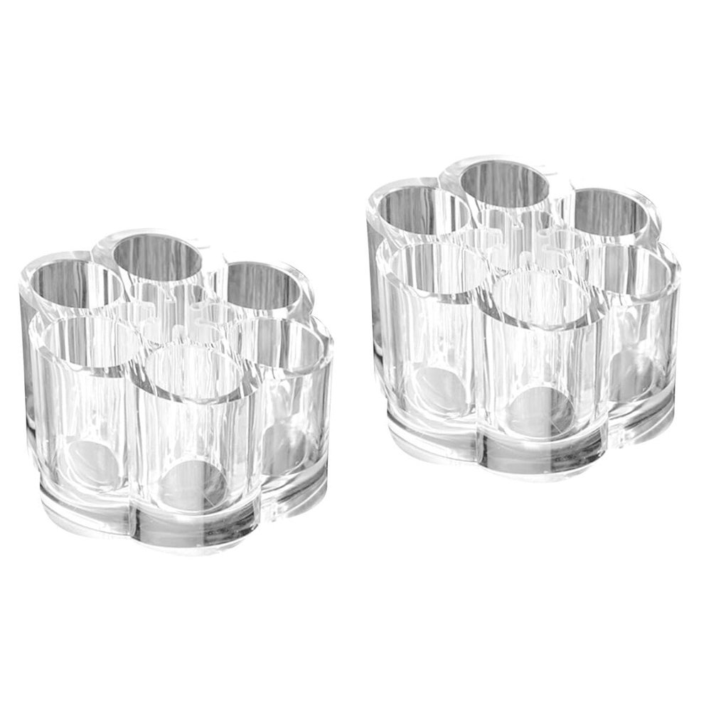 2 pcs Transparent Cosmetic Storage Box Cylindrical Makeup Organizer Lip Gloss Lipstick Pen Holder Desk Versatile Desktop Organizer