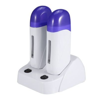 Electric Wax Heater, Roll On Wax Machine Waxing Hot Cartridge Roller with Charging Pedestal, Painless Body Depilatory Warmer Machine for Hair Removal (Double)
