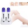 Electric Wax Heater, Roll On Wax Machine Waxing Hot Cartridge Roller with Charging Pedestal, Painless Body Depilatory Warmer Machine for Hair Removal (Double) view 4