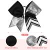 DEEKA 8PCS 8" Two Toned Large Glitter Cheer Bows Shiny Cheer Hair Bows Ponytail Holder Handmade for Cheerleader Girls Softball Sports -g Silver/Black view 2