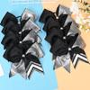 DEEKA 8PCS 8" Two Toned Large Glitter Cheer Bows Shiny Cheer Hair Bows Ponytail Holder Handmade for Cheerleader Girls Softball Sports -g Silver/Black view 4