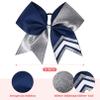 DEEKA 8PCS 8" Two Toned Large Glitter Cheer Bows Shiny Cheer Hair Bows Ponytail Holder Handmade for Cheerleader Girls Softball Sports -g Silver/Navy view 2