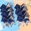 DEEKA 8PCS 8" Two Toned Large Glitter Cheer Bows Shiny Cheer Hair Bows Ponytail Holder Handmade for Cheerleader Girls Softball Sports -g Silver/Navy view 3