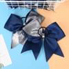 DEEKA 8PCS 8" Two Toned Large Glitter Cheer Bows Shiny Cheer Hair Bows Ponytail Holder Handmade for Cheerleader Girls Softball Sports -g Silver/Navy view 4