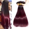 #1B/99J Ombre color 100% Human Hair Bundles 1B 99J Straight Hair Bundles Brazilian Virgin Hair Weave Red Wine Human Hair Queen Hair Products (20 22 22inches, #1B/99J Color) view 1