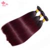 #1B/99J Ombre color 100% Human Hair Bundles 1B 99J Straight Hair Bundles Brazilian Virgin Hair Weave Red Wine Human Hair Queen Hair Products (20 22 22inches, #1B/99J Color) view 2