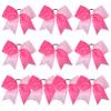 DEEKA 10 PCS Rhinestones Two Toned Large Cheer Hair Bows 7" Glitter Cheer Ponytail Holder Handmade for Teen Girls Softball Cheerleader Sports -Light Pink/Hot Pink view 1