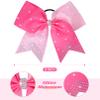 DEEKA 10 PCS Rhinestones Two Toned Large Cheer Hair Bows 7" Glitter Cheer Ponytail Holder Handmade for Teen Girls Softball Cheerleader Sports -Light Pink/Hot Pink view 2