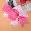 DEEKA 10 PCS Rhinestones Two Toned Large Cheer Hair Bows 7" Glitter Cheer Ponytail Holder Handmade for Teen Girls Softball Cheerleader Sports -Light Pink/Hot Pink view 3
