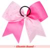 DEEKA 10 PCS Rhinestones Two Toned Large Cheer Hair Bows 7" Glitter Cheer Ponytail Holder Handmade for Teen Girls Softball Cheerleader Sports -Light Pink/Hot Pink view 4