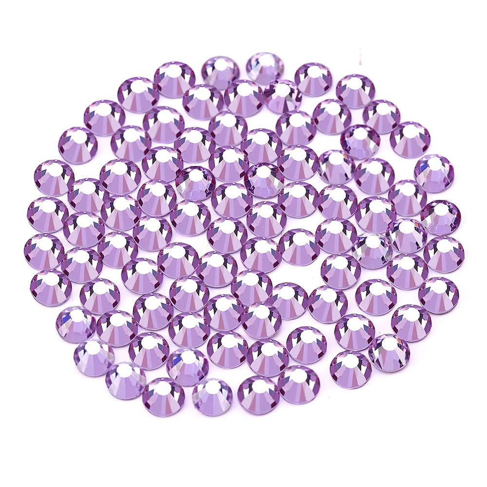 Novani Rhinestones 3000Pcs Flatback Crystal Round Loose Gemstones Glass Rhinestones for Crafts Makeup Nail Art Clothes Shoes DIY Decorations(SS10, 2.7-2.9mm,Lavender)