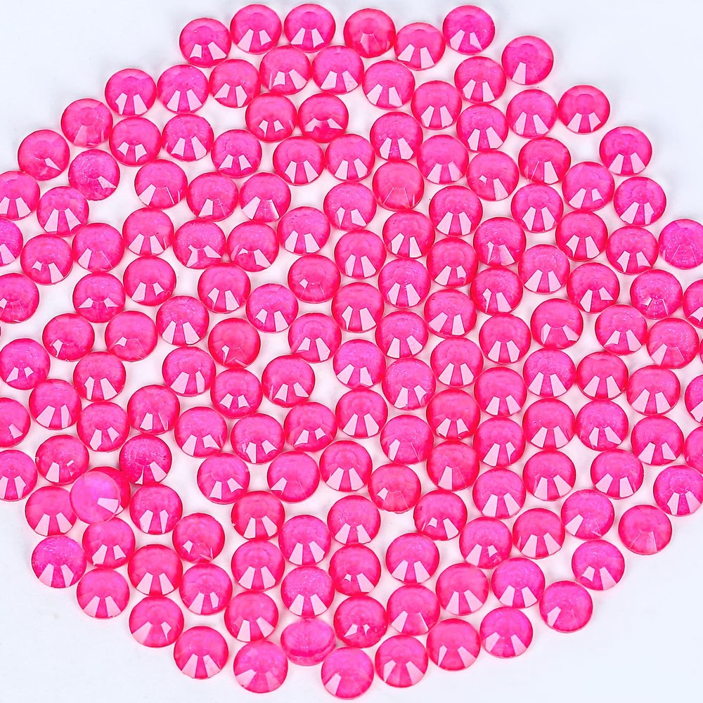 Novani Rhinestones 300Pcs Flatback Crystal Round Loose Gemstones Glass Rhinestones for Crafts Makeup Nail Art Clothes Shoes DIY Decorations(SS30,6.4-6.6mm,Jelly Rose)