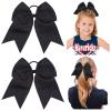 2 PCS 8 Inch Cheer Hair Bows Large Cheerleading Big Hair Bows with Ponytail Holder for Teen Girls-Black view 1