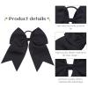 2 PCS 8 Inch Cheer Hair Bows Large Cheerleading Big Hair Bows with Ponytail Holder for Teen Girls-Black view 4