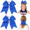 2 PCS 8 Inch Cheer Hair Bows Large Cheerleading Big Hair Bows with Ponytail Holder for Teen Girls-Royal Blue view 1