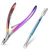 Cuticle Trimmer with Cuticle Pusher,Cuticle Nipper Professional Stainless Steel Cuticle Cutter,Sharp Durable Pedicure Manicure Tools for Fingernails and Toenails view 1