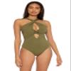 BECCA by Rebecca Virtue Color Code Gracelyn Twist Front One-Piece Seaweed MD view 1