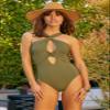 BECCA by Rebecca Virtue Color Code Gracelyn Twist Front One-Piece Seaweed MD view 4