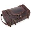 Polare Toiletry Bag Full Grain Leather Shaving Kit Dopp Kit Travel Case Wash Bag with YKK Zippers (Dark Brown) view 1