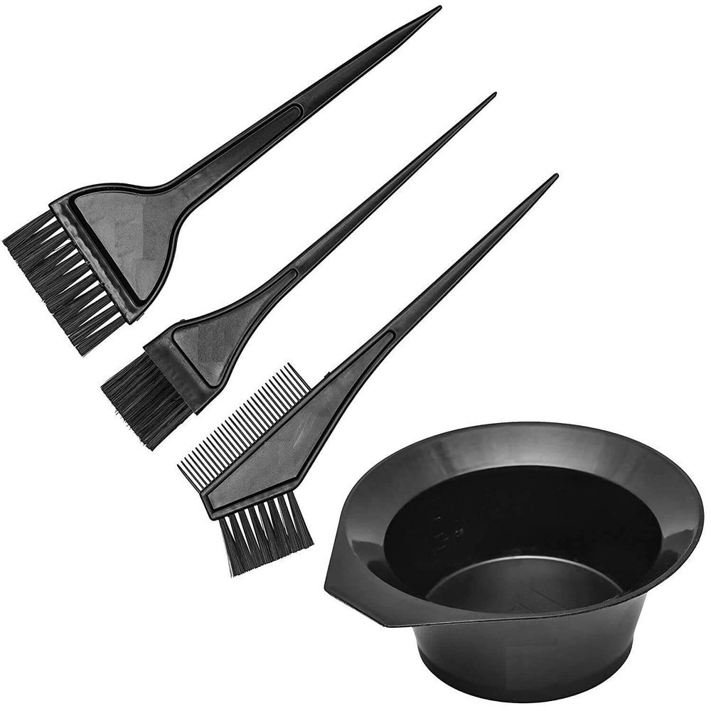 Plastic Classic Dyeing Kit - 3 pcs Brush and 1 Bowl, Black