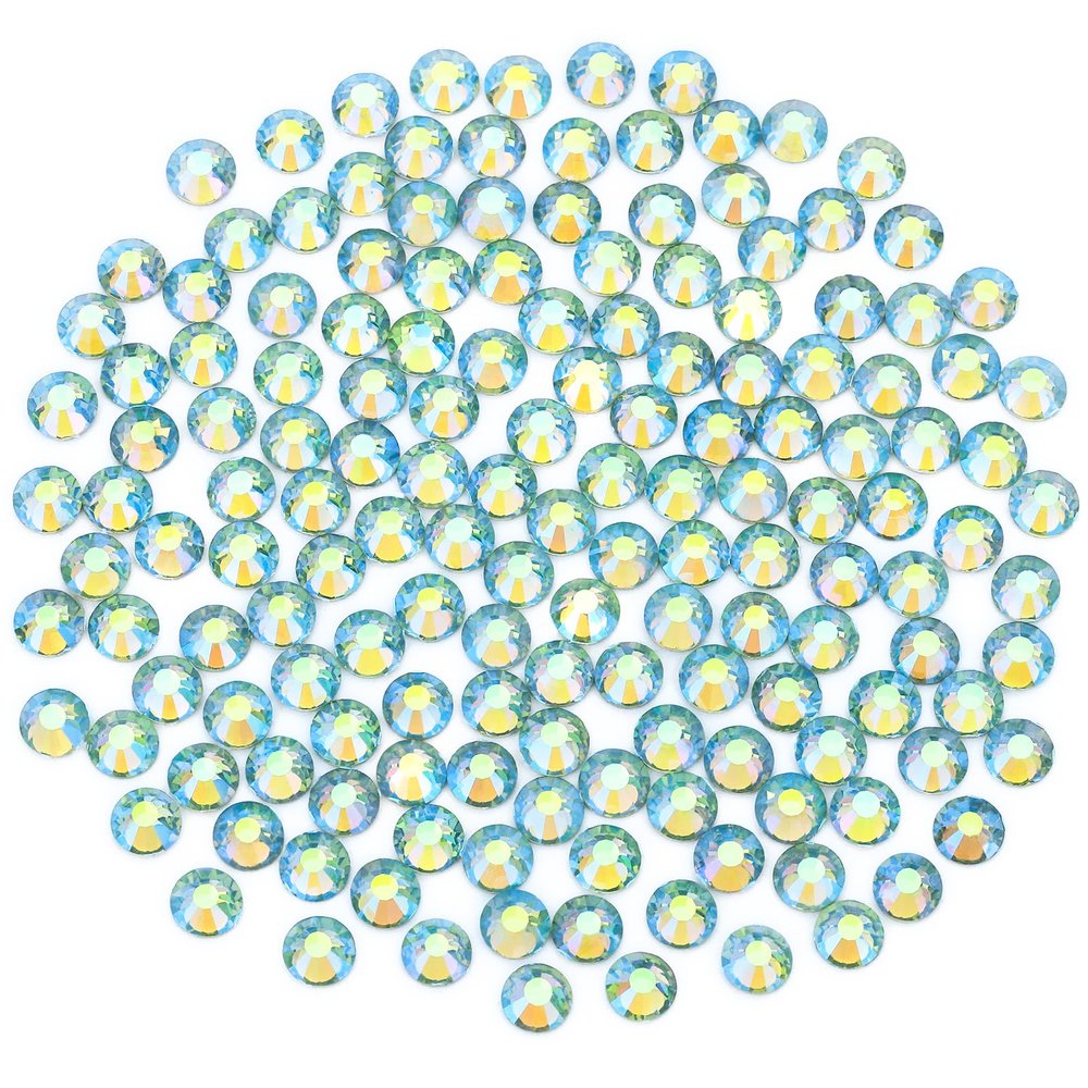 Novani Rhinestones 3000Pcs Flatback Crystal Round Loose Gemstones Glass Rhinestones for Crafts Makeup Nail Art Clothes Shoes DIY Decorations(SS10, 2.7-2.9mm,Light Green AB)