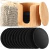 Foaincore 40 Pcs Reusable Makeup Remover Pads with Mesh Storage Bag and Bamboo Box Washable Bamboo Cotton Rounds Soft Reusable Face Pad for Toner Skin Various Skin Care Products(Black) view 1