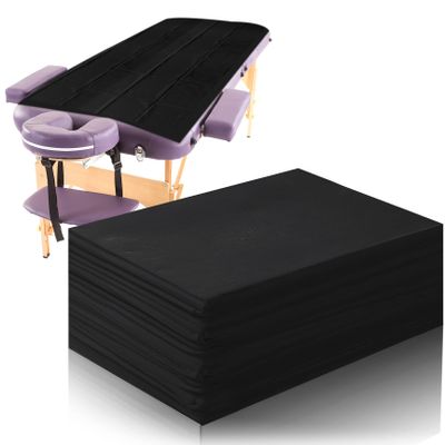 Boao 20 Pieces Disposable Bed Sheets, 31 x 71 Inches, Black, Modern Massage Table Sheet