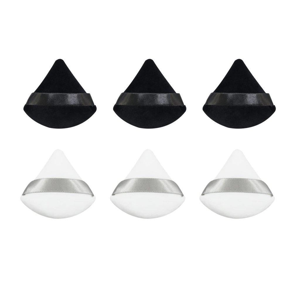 Topwon Triangle Powder Puff Set of 6, Plush Makeup Puffs for Face Body Dry Wet Use Powder Puff, Cosmetic Foundation Undereye Setting Make up Tool