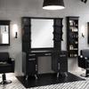 BarberPub Vanity Set with Mirror Make up Table Spa Beauty Styling Barber Station Equipment 3143 (Black) view 2