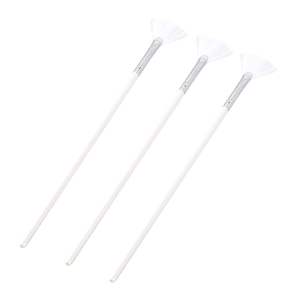 Fan 3pcs Facial Soft Facial Mask Applicator Mask Long Handle Fan Shape Mask Diy Soft Makeup Cosmetic Tools for Peel Mask Makeup Facial Brush