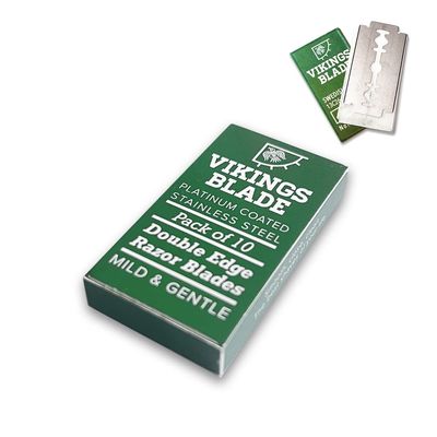 VIKINGS BLADE Double Edge Safety Razor Blades, 10x Blades, Swedish Steel + Platinum Coated, Replacement Razor Blades & Refills (Mild & Gentle)