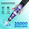 LIERKISS Nail Drill Cordless 35000RPM Rechargeable Professional Electric Nail Drill Kit Wireless Nail File Drill Acrylic Drill for Acrylic Gel Nails Manicure Pedicure Polishing Remover view 3