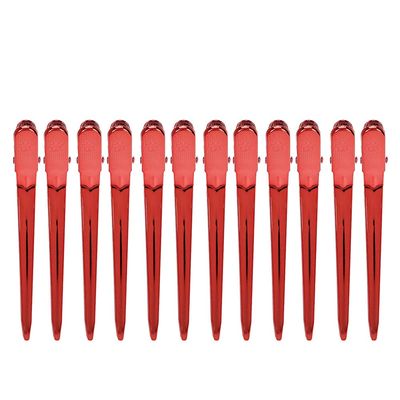 12pcs Hair Clips for Women, Salon Hairdressing Barber Shop Duckbill Hair Clips Hairpin for Styling Sectioning(Red)