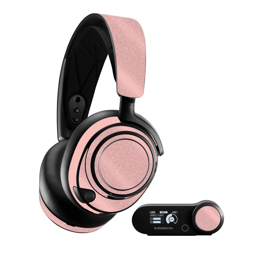 MightySkins Glossy Glitter Skin Compatible with SteelSeries Arctis Nova Pro - Solid Blush | Protective, Durable High-Gloss Glitter Finish | Easy to Apply, Remove, and Change Styles | Made in The USA