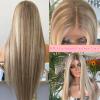 13x4 Transparent Brown Ombre Lace Front Wig Human Hair for Women,Highlight Ash Brown to Blonde Lace Front Wigs Glueless Straight Soft Brazilian Human Hair Pre Plucked Hairline with Baby Hair(#8/18/60) view 3